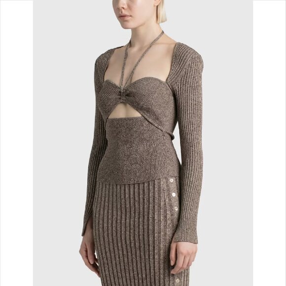 NWT Jonathan Simkhai Alexia Compact Rib Sweetheart Pullover - Picture 5 of 7